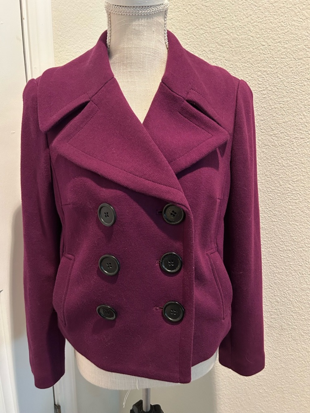 INC International Concepts Double-Breasted Plum Peacoat